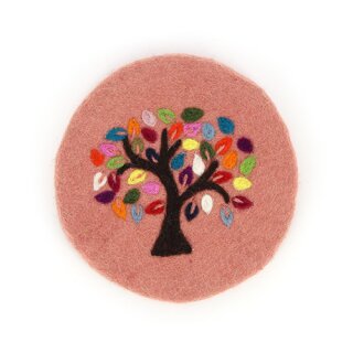 Topfuntersetzer Tree of Life rosa, Filz