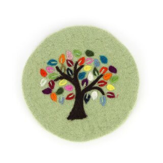 Topfuntersetzer Tree of Life hellgrün, Filz