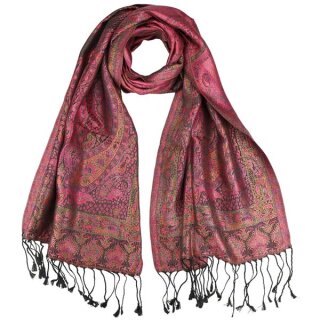 Schal PAISLEY fuchsia-schwarz 165x35cm, Seide