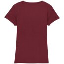 Damen T-Shirt mit V-Ausschnitt burgunderrot XS