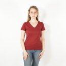 Damen T-Shirt mit V-Ausschnitt burgunderrot M