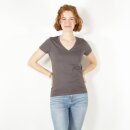 Damen T-Shirt mit V-Ausschnitt anthrazit