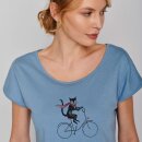 Damen T-Shirt Bike Cat diva blue