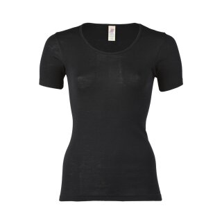Damen-Shirt kurzarm, Feinripp, schwarz 3840