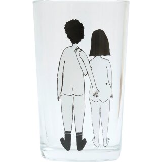 Trinkglas -  Nacktes Paar von hinten