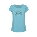 Damen T-Shirt Bike City Ride Island Blue