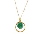 Halskette mit feinem Ring vergoldet, Tagua grün