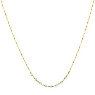 Halskette Perlenbogen mit Calcit aqua vergoldet