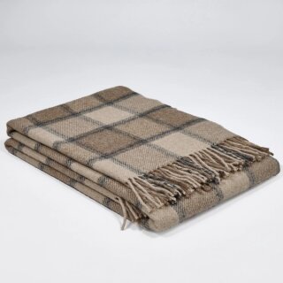 Wolldecke, 100% Shetland beige Karo