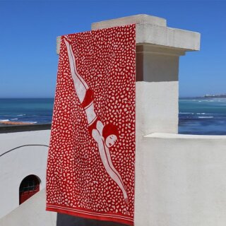 Strandtuch "Badende in Rot" 100x180cm