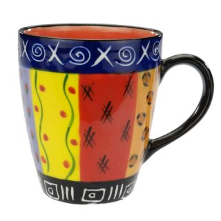 Keramik-Becher bunt bauchig, 380 ml