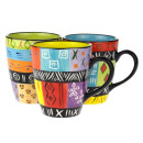 Keramik-Becher bunt bauchig, 380 ml