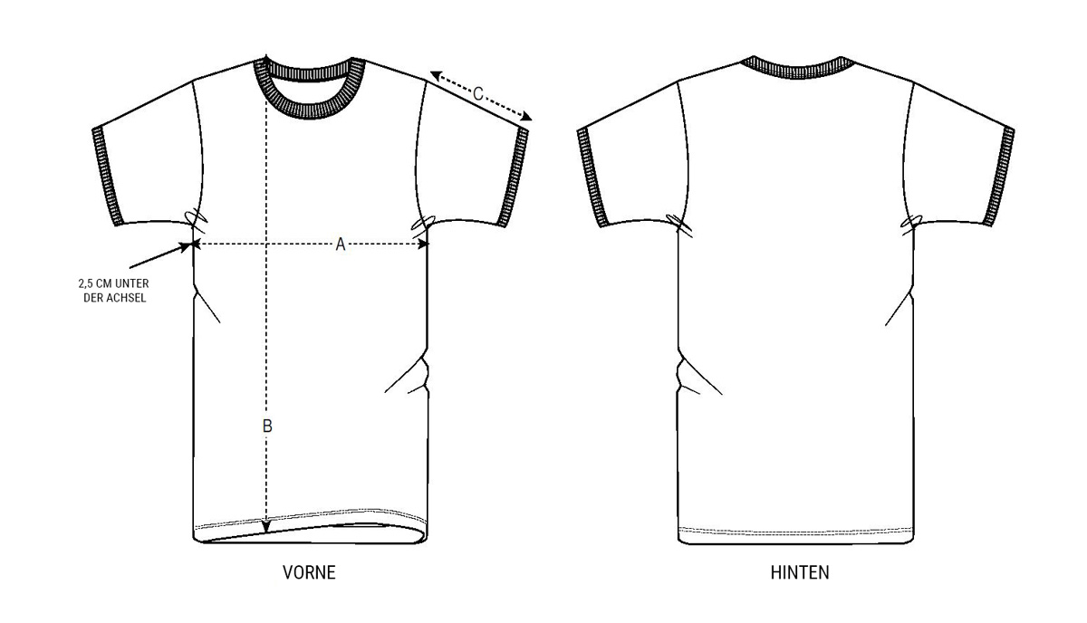 Größentabelle T-Shirt Unisex Ringe